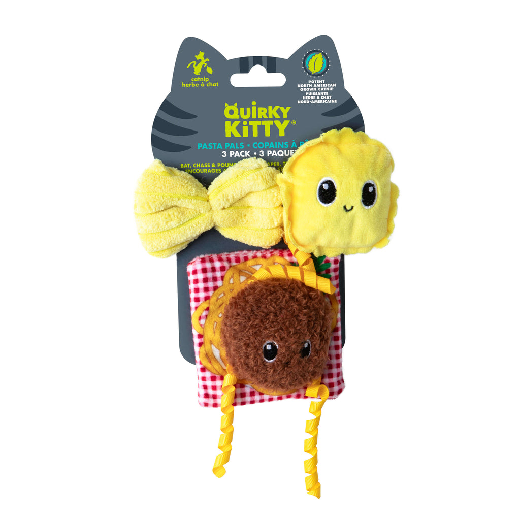 Quirky Kitty Pasta Pals 3-Pack Cat Toy Set with Catnip
