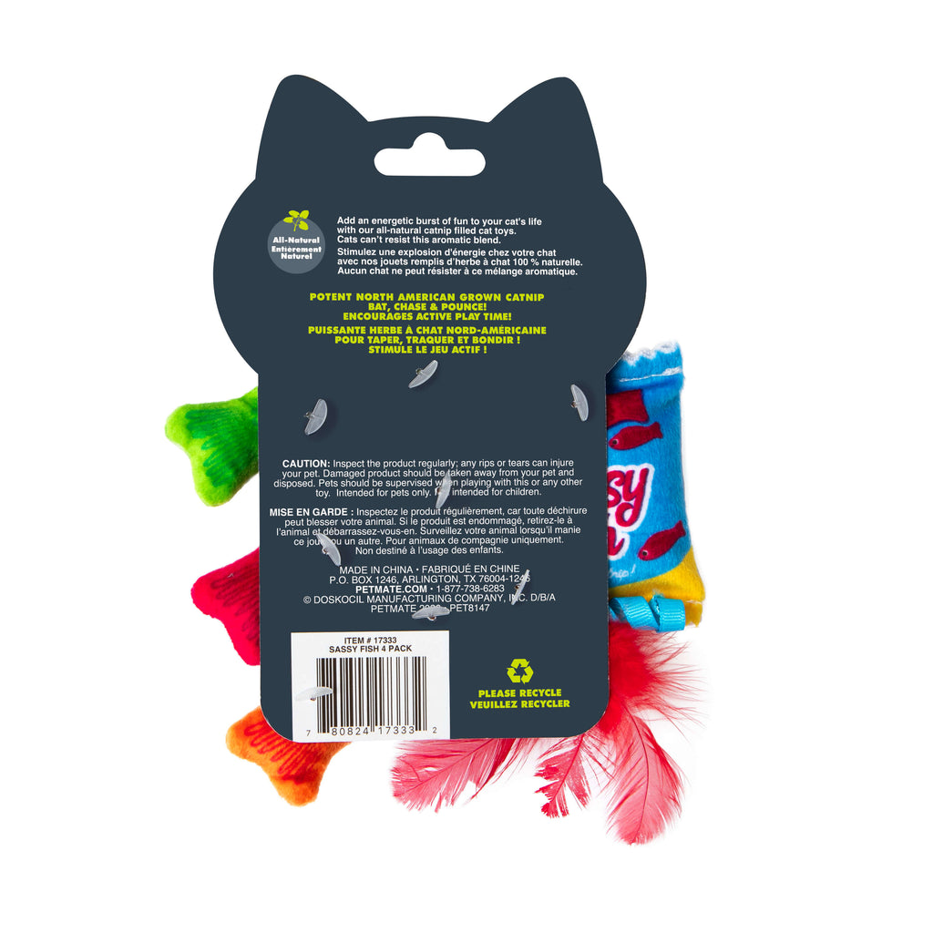 Quirky Kitty Sassy Fish 4-Pack Cat Toys with Catnip