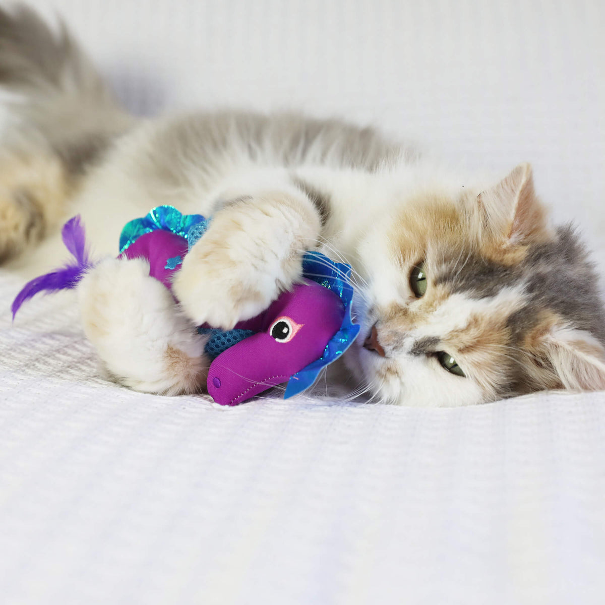 Quirky Kitty Sea Horse Kicker | Ocean-Themed Cat Kicker Toy with Catnip
