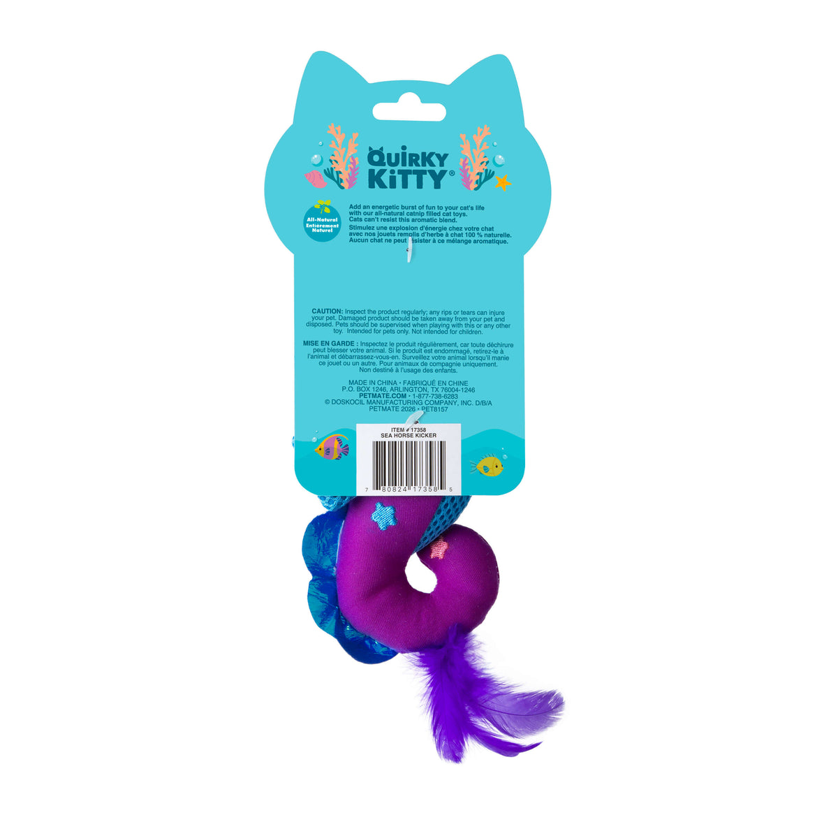 Quirky Kitty Sea Horse Kicker | Ocean-Themed Cat Kicker Toy with Catnip