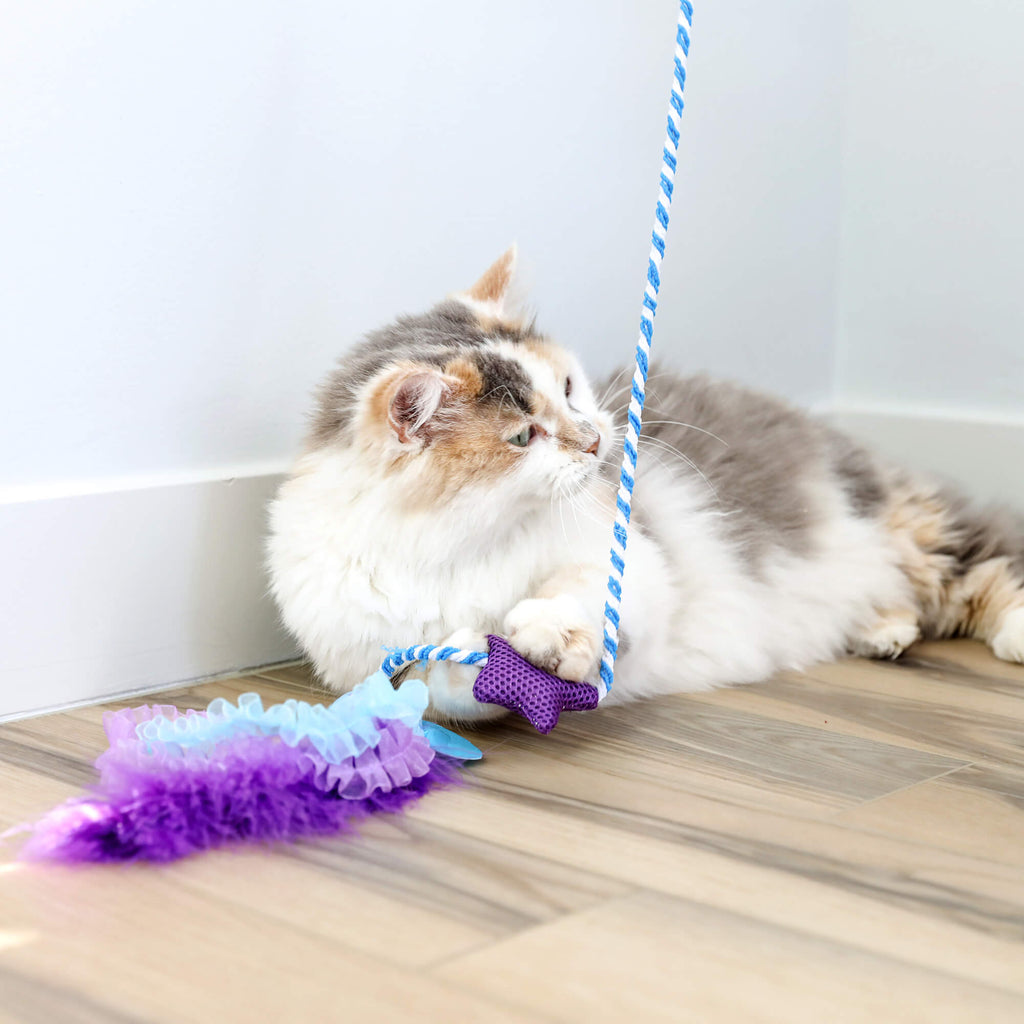 Quirky Kitty Manta Ray Wand – Interactive Cat Wand Toy with Catnip
