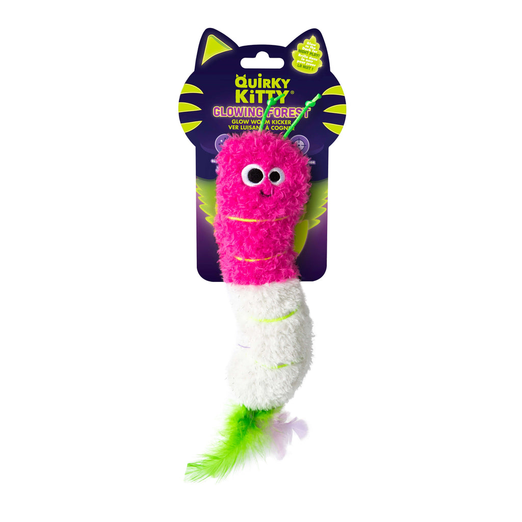 Quirky Kitty Glow Worm Kicker – Catnip & Silvervine Cat Toy That Glows at Night