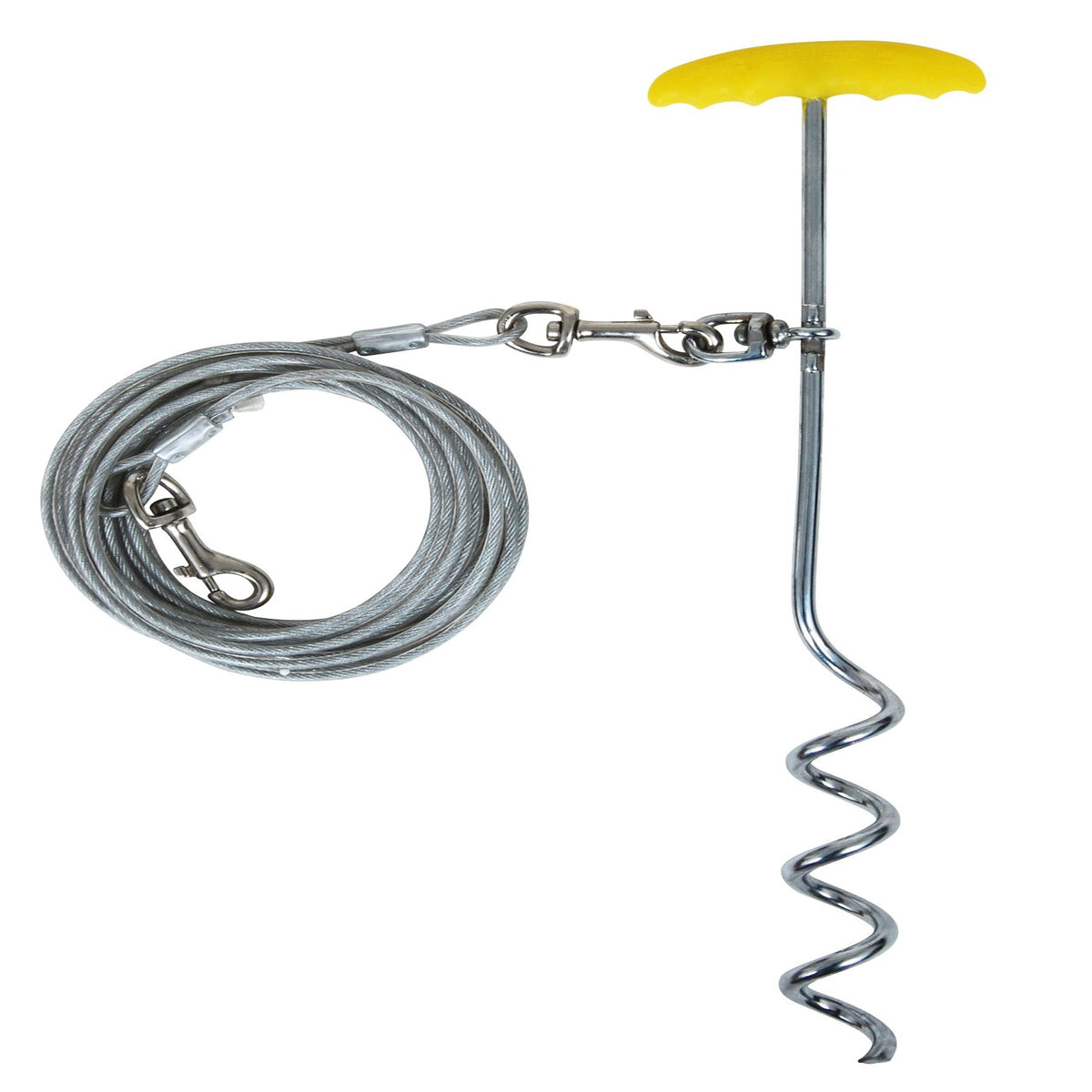 Aspen Pet Yellow EasyTurn Stake W/ 20 ft. Cable Tie-Out