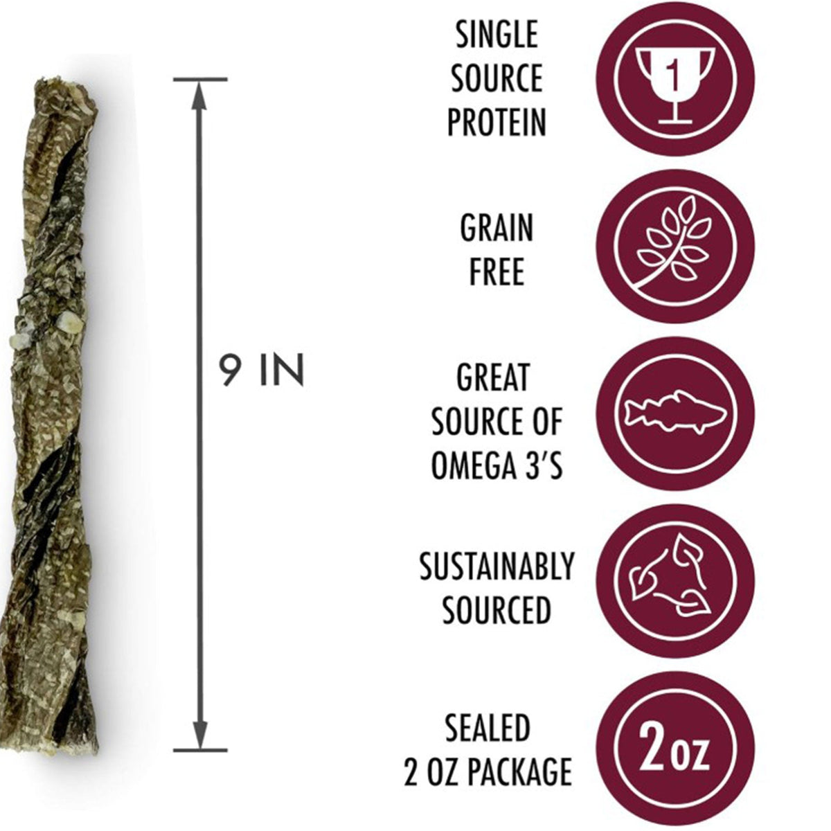 Wild Eats Cod Skin Twist Dog Treats, Chew