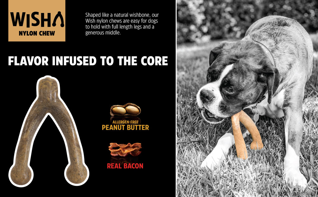BarkBone Natural Instincts Wishbone Peanut Butter-Infused Nylon Dog Chew