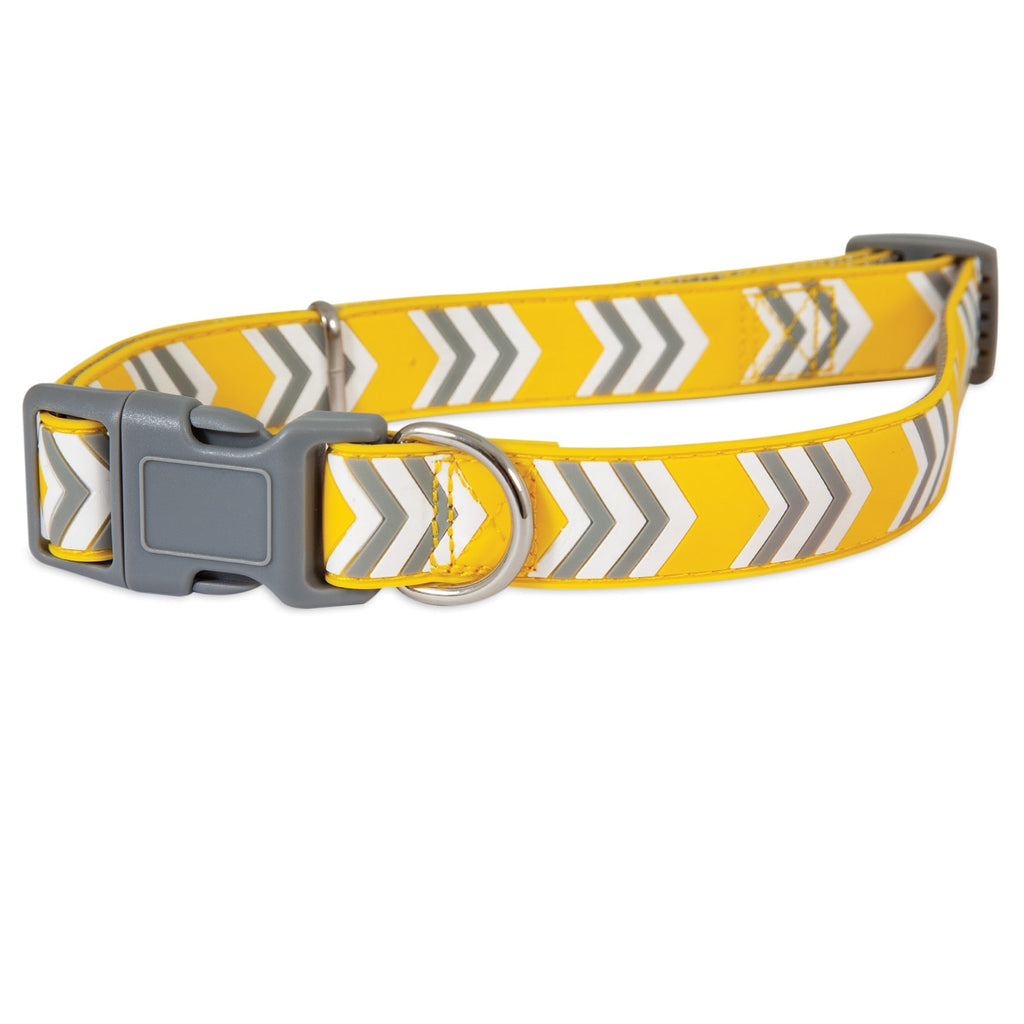 Petmate Yellow Chevron Rubber Adjustable Dog Collar
