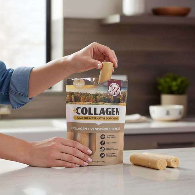 Wild Eats Venison Flavor Collagen 5" Retriever Style Cheek Rolls (4-Pack)